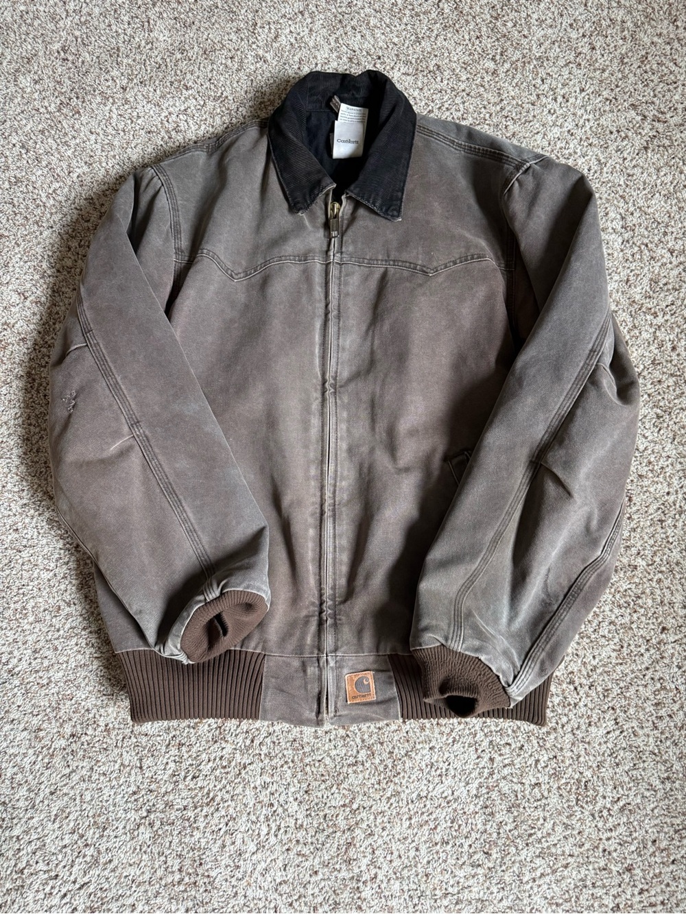 2002 Carhartt Santa Fe J14 Chocolate Mocha Vintage Workwear Jacket (L)